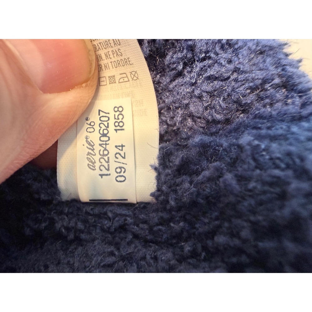 OFFLINE by Aerie Womens Navy Blue Fuzzy Mock Neck Sweater XS SMTK9551 - Picture 7 of 8